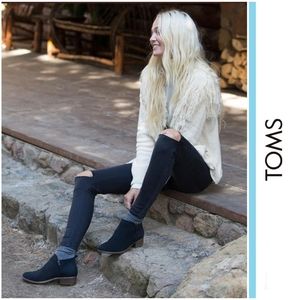 Toms Navy Suede Booties
